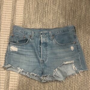 Levi's Light Blue Distressed Jean Shorts